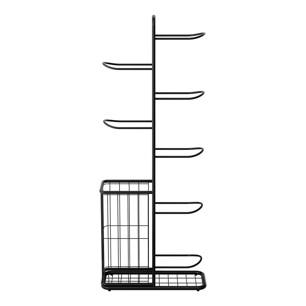 Everfit Ball Storage Rack Sports Equipment Organizer 7-Tier with Basket for Garage Gym Black-Tools > Tools Storage > Wall Storage Racks-PEROZ Accessories