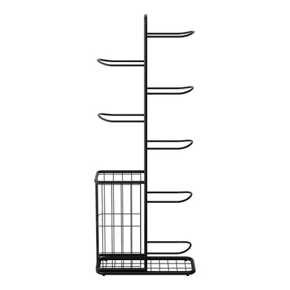 Everfit Ball Storage Rack Sports Equipment Organizer 7-Tier with Basket for Garage Gym Black-Tools > Tools Storage > Wall Storage Racks-PEROZ Accessories