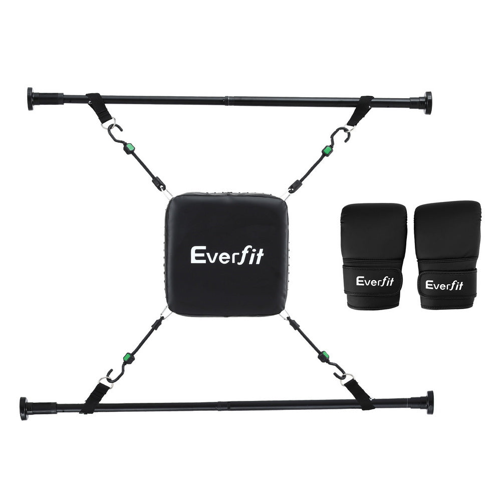 Everfit Doorway Punching Bag Adjustable Apartment Friendly with Boxing Gloves Black-Sports &amp; Fitness > Exercise, Gym &amp; Fitness > Boxing &amp; Martial Arts-PEROZ Accessories