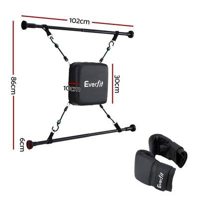 Everfit Doorway Punching Bag Adjustable Apartment Friendly with Boxing Gloves Black-Sports &amp; Fitness > Exercise, Gym &amp; Fitness > Boxing &amp; Martial Arts-PEROZ Accessories