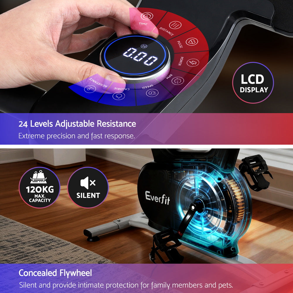 Everfit Exercise Bike Spin Bike Electromagnetic Smart Home Fitness 24-Level Resistance 120kg Bluetooth-Sports &amp; Fitness > Exercise, Gym &amp; Fitness > Exercise Bikes-PEROZ Accessories