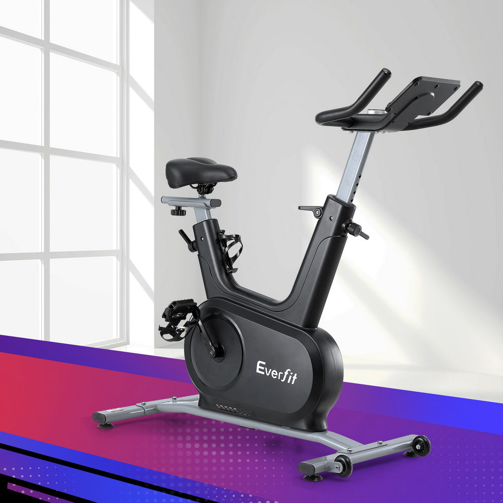 Everfit Exercise Bike Spin Bike Electromagnetic Smart Home Fitness 24-Level Resistance 120kg Bluetooth-Sports &amp; Fitness > Exercise, Gym &amp; Fitness > Exercise Bikes-PEROZ Accessories