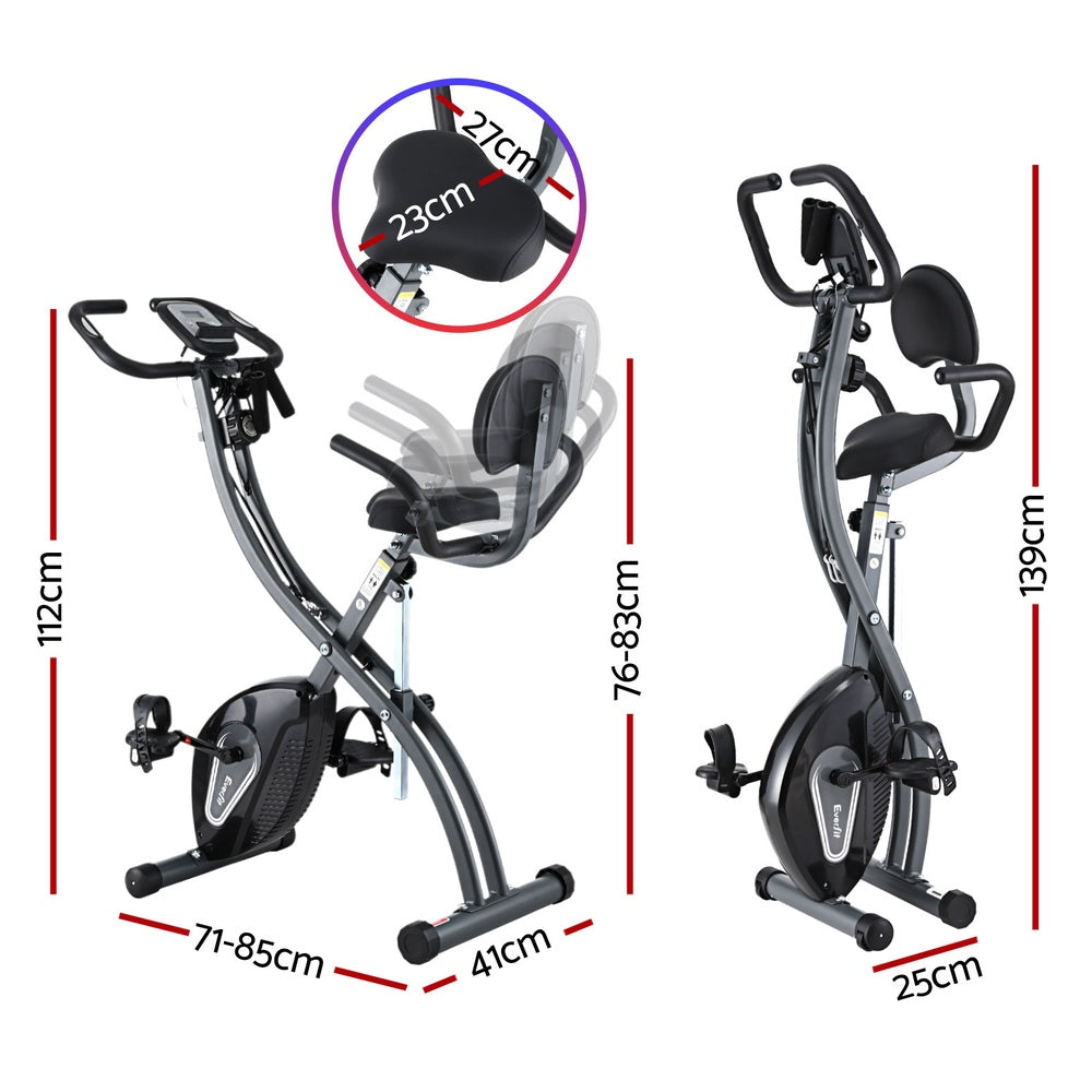 Everfit Folding Exercise Bike Magnetic X-Bike Aerobic Trainer Indoor Cycling-Sports &amp; Fitness > Exercise, Gym &amp; Fitness > Exercise Bikes-PEROZ Accessories