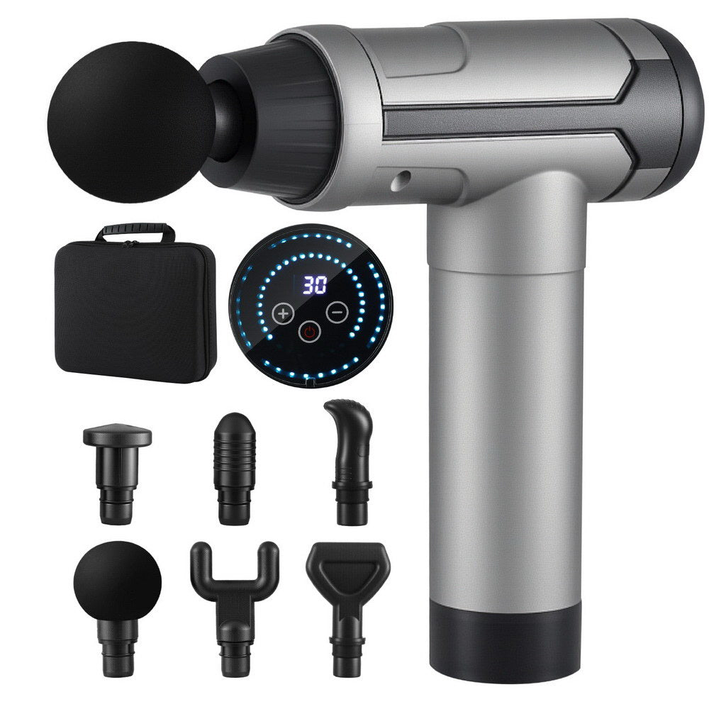 Everfit Massage Gun 30 Speed 6 Heads Vibration Muscle Massager Chargeable Black-Health &amp; Beauty > Massage &amp; Relaxation > Massagers-PEROZ Accessories