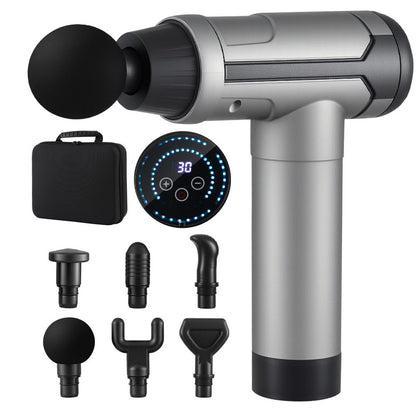 Everfit Massage Gun 30 Speed 6 Heads Vibration Muscle Massager Chargeable Black-Health &amp; Beauty > Massage &amp; Relaxation > Massagers-PEROZ Accessories