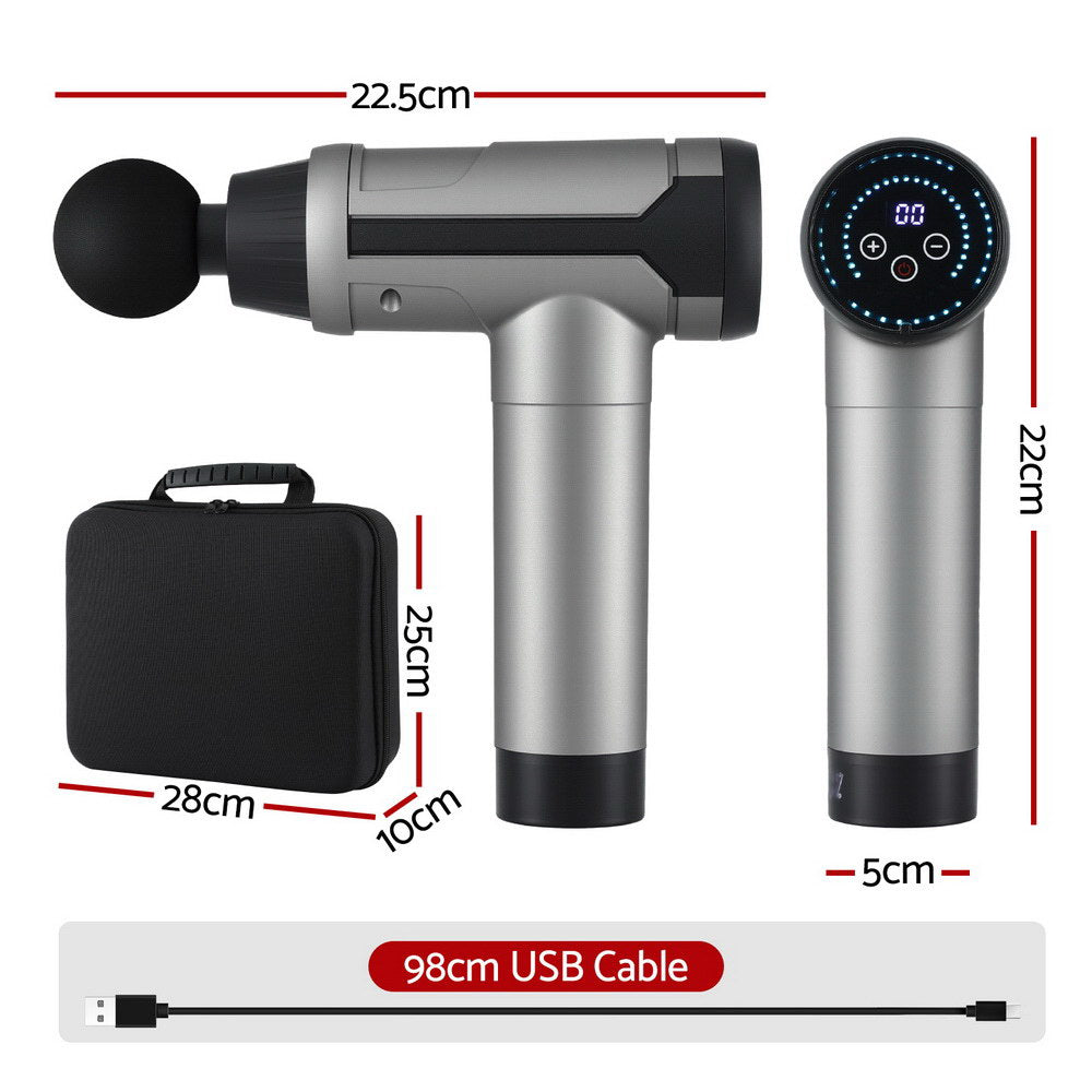 Everfit Massage Gun 30 Speed 6 Heads Vibration Muscle Massager Chargeable Black-Health &amp; Beauty > Massage &amp; Relaxation > Massagers-PEROZ Accessories