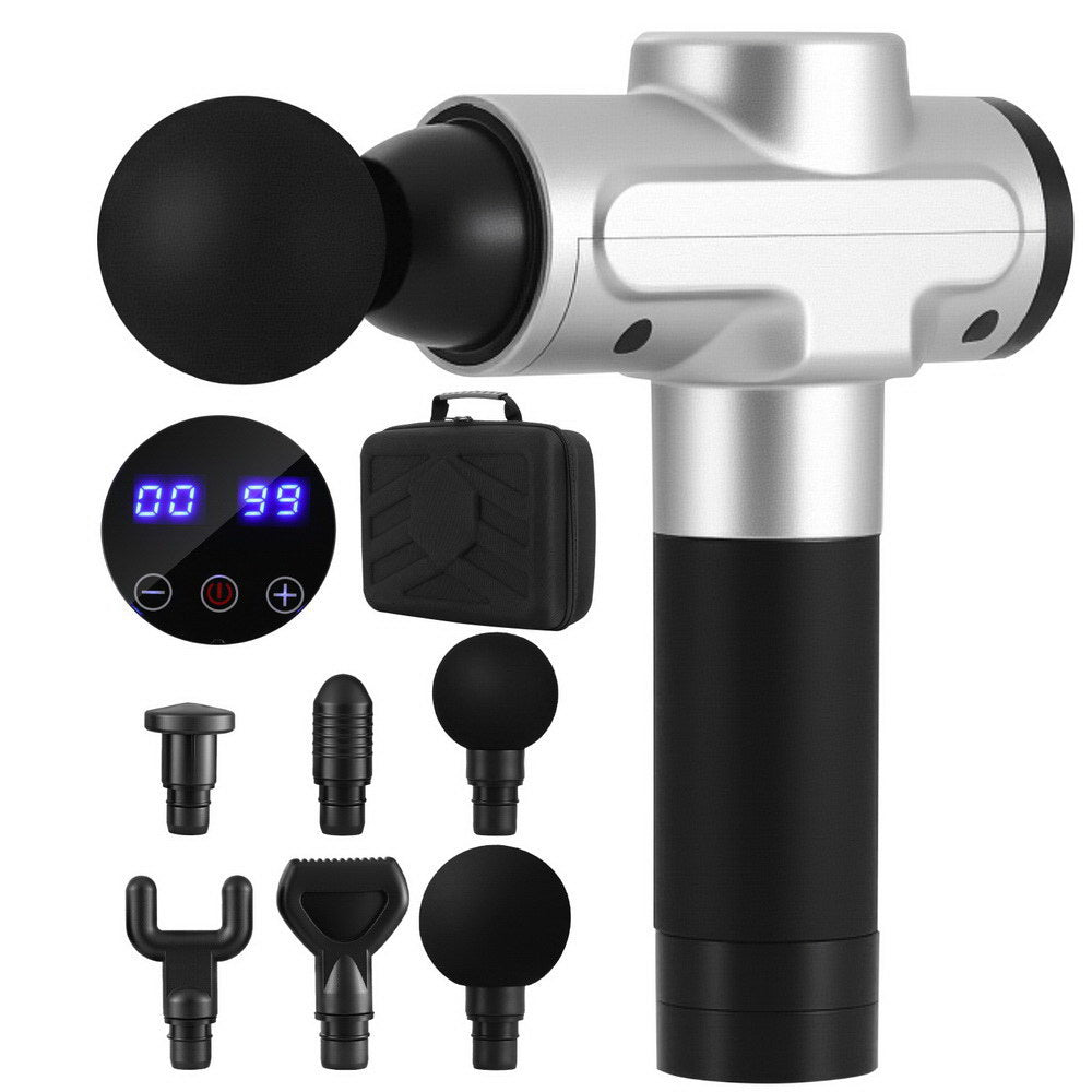 Everfit Massage Gun 30 Speed 6 Heads Vibration Muscle Massager Chargeable Silver-Health &amp; Beauty > Massage &amp; Relaxation > Massagers-PEROZ Accessories