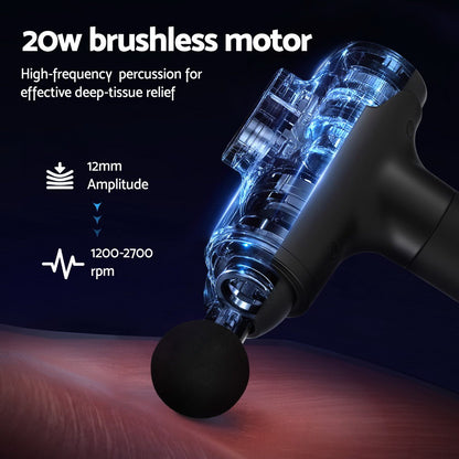 Everfit Massage Gun 30 Speed 8 Heads Vibration Muscle Massager Chargeable Black-Health &amp; Beauty > Massage &amp; Relaxation > Massagers-PEROZ Accessories