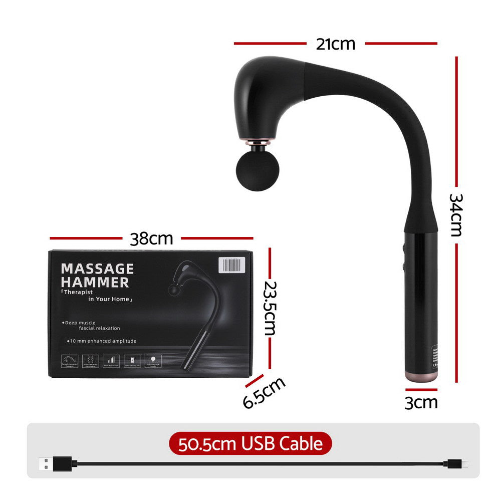 Everfit Massage Gun U-shaped Extended Handle Percussion Massager 4 Heads-Health &amp; Beauty > Massage &amp; Relaxation > Massagers-PEROZ Accessories