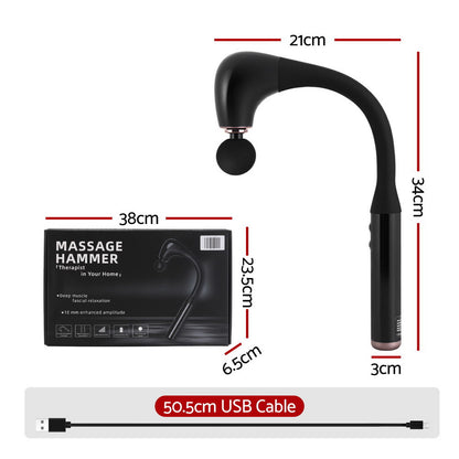Everfit Massage Gun U-shaped Extended Handle Percussion Massager 4 Heads-Health &amp; Beauty > Massage &amp; Relaxation > Massagers-PEROZ Accessories
