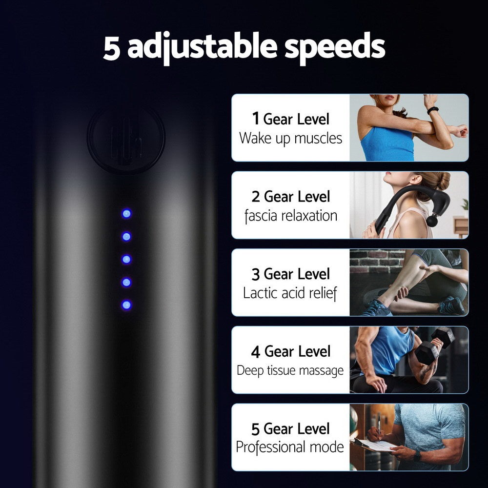 Everfit Massage Gun U-shaped Extended Handle Percussion Massager 4 Heads-Health &amp; Beauty > Massage &amp; Relaxation > Massagers-PEROZ Accessories
