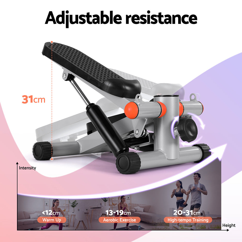 Everfit Mini Stepper with Resistance Rope Aerobic for Exercise Compact Home Workout Grey-Sports &amp; Fitness > Exercise, Gym &amp; Fitness > Gym &amp; Training Step-PEROZ Accessories