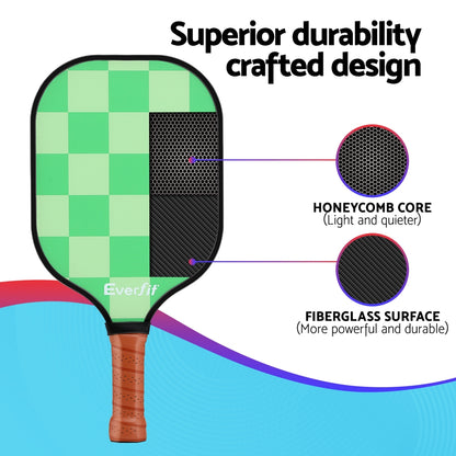 Everfit Pickleball Paddle Set Fiberglass with Balls Bag Tournament Kit 2PCS Pickle Balls Rackets-Baby &amp; Kids > Baby &amp; Kid&