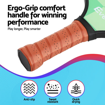 Everfit Pickleball Paddle Set Fiberglass with Balls Bag Tournament Kit 2PCS Pickle Balls Rackets-Baby &amp; Kids > Baby &amp; Kid&