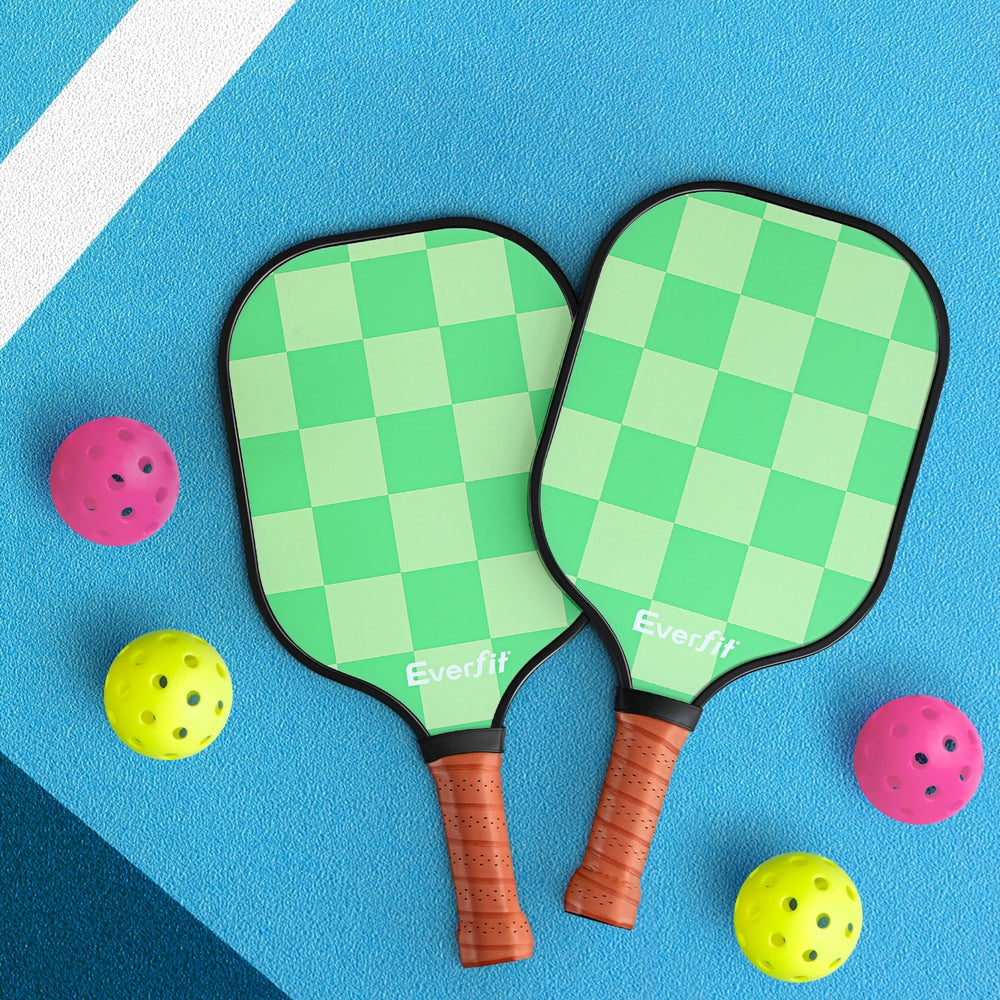 Everfit Pickleball Paddle Set Fiberglass with Balls Bag Tournament Kit 2PCS Pickle Balls Rackets-Baby &amp; Kids > Baby &amp; Kid&