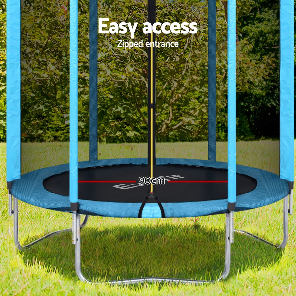 Everfit Trampoline 6FT Kids Trampolines Safety Net Pad Round Blue-Sports &amp; Fitness > Trampolines > Trampolines &amp; Accessories-PEROZ Accessories