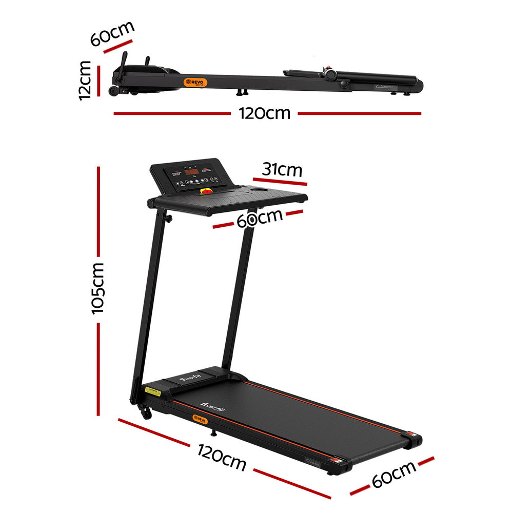 Everfit Treadmill Electric Walking Pad Foldable Incline for Home Office Gym Black-Sports &amp; Fitness &gt; Exercise, Gym &amp; Fitness &gt; Treadmills-PEROZ Accessories