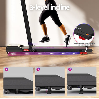 Everfit Treadmill Electric Walking Pad Incline Under Desk 380mm Black-Sports &amp; Fitness > Exercise, Gym &amp; Fitness > Treadmills-PEROZ Accessories