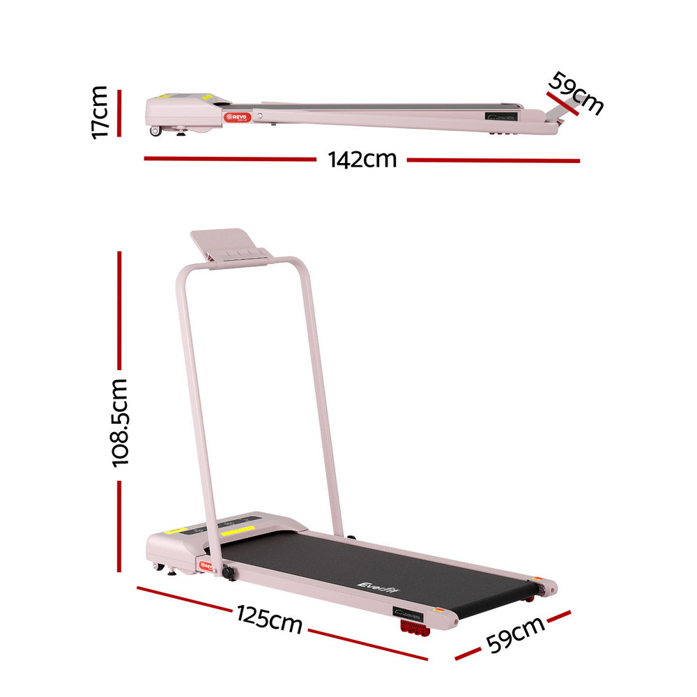 Everfit Treadmill Electric Walking Pad Incline Under Desk 380mm Pink-Sports &amp; Fitness > Exercise, Gym &amp; Fitness > Treadmills-PEROZ Accessories