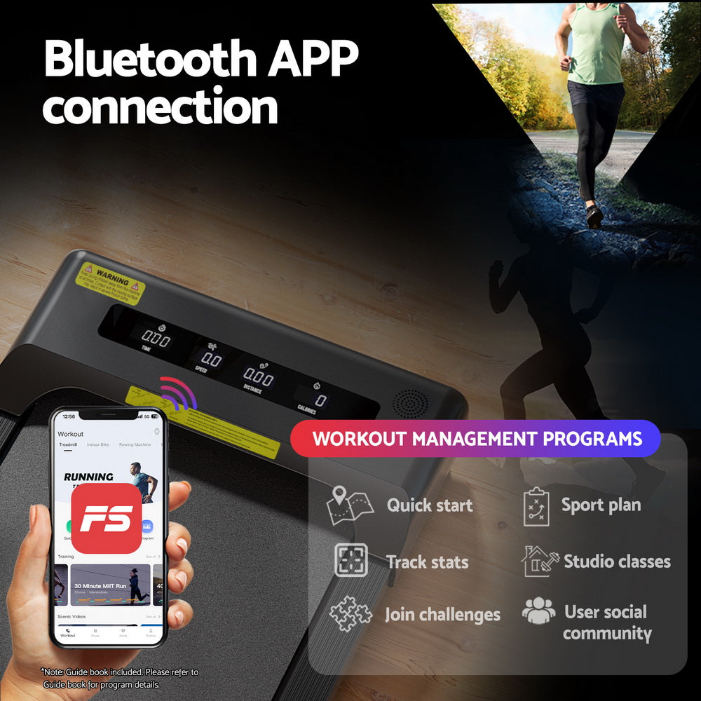 Everfit Treadmill Electric Walking Pad Incline Under Desk Home Gym 380mm Black-Sports &amp; Fitness > Exercise, Gym &amp; Fitness > Treadmills-PEROZ Accessories