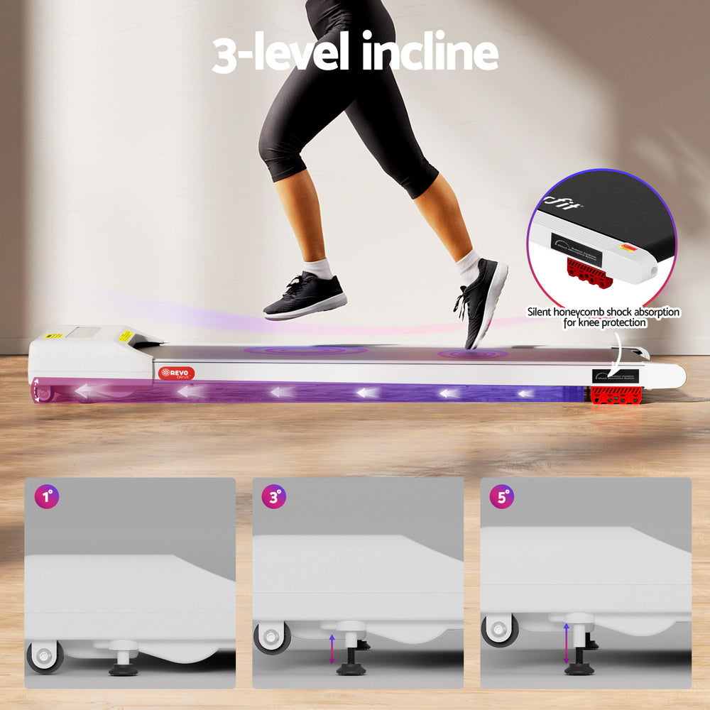 Everfit Treadmill Electric Walking Pad Incline Under Desk Home Gym 380mm White-Sports &amp; Fitness > Exercise, Gym &amp; Fitness > Treadmills-PEROZ Accessories