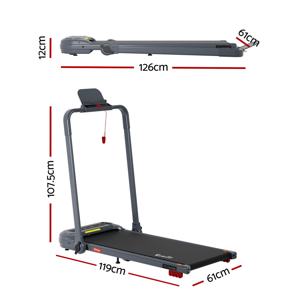 Everfit Treadmill Electric Walking Pad with Incline Foldable for Home Gym Grey-Sports &amp; Fitness &gt; Exercise, Gym &amp; Fitness &gt; Treadmills-PEROZ Accessories