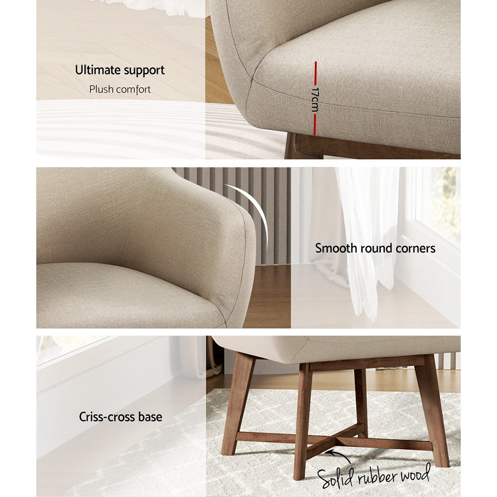 Artiss Armchair Tub Chair Beige Aston-Furniture &gt; Living Room-PEROZ Accessories