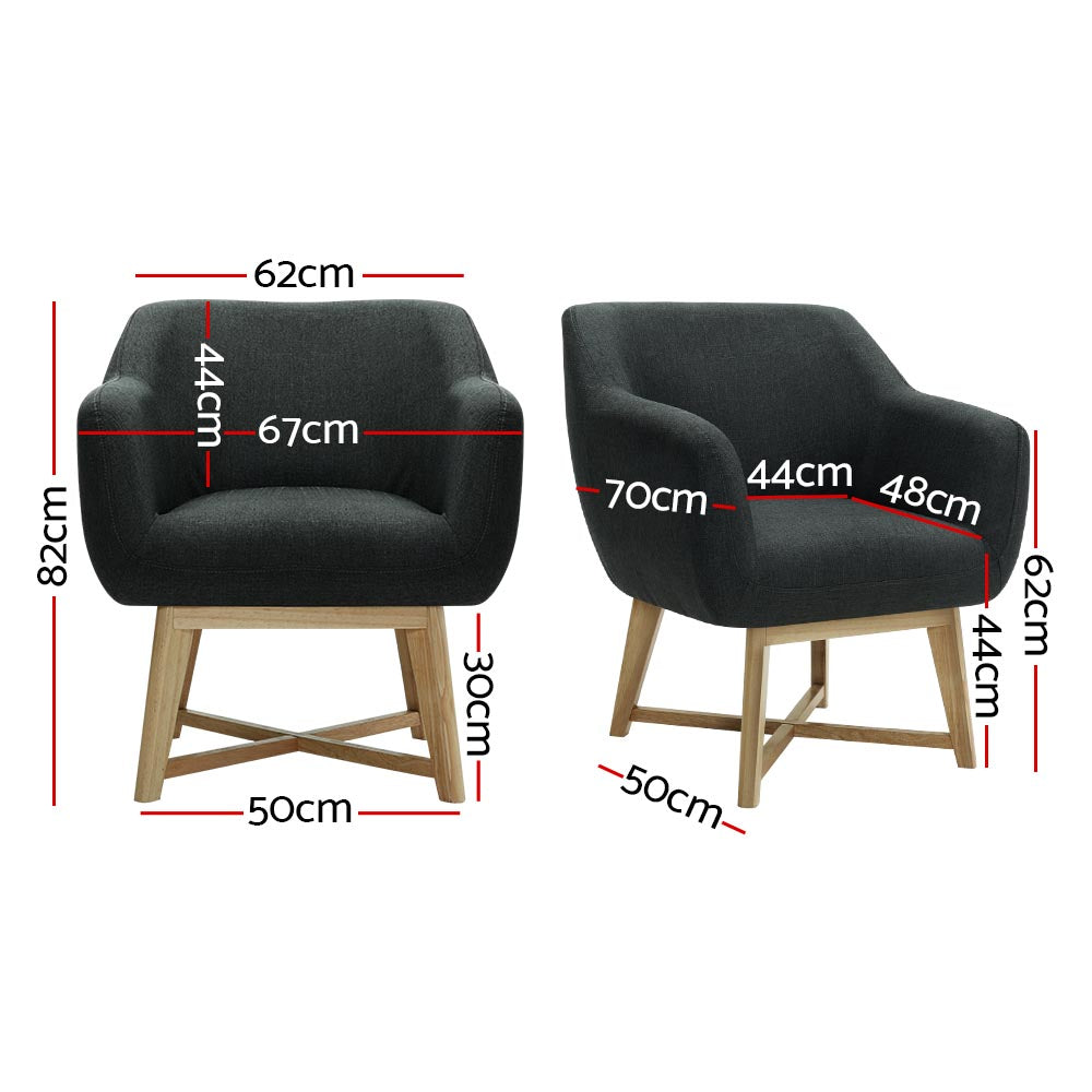 Artiss Armchair Tub Chair Charcoal Aston-Furniture &gt; Living Room-PEROZ Accessories