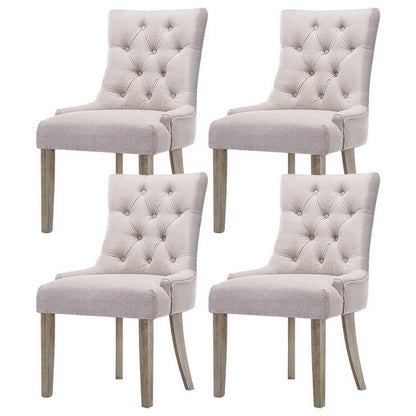 Artiss Dining Chairs Set of 4 Linen French Provincial Beige-Furniture &gt; Dining &gt; Kitchen &amp; Dining Chairs-PEROZ Accessories
