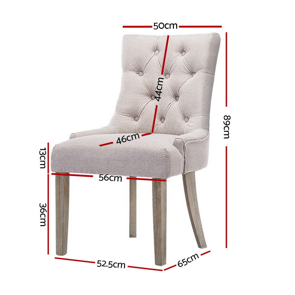 Artiss Dining Chairs Set of 4 Linen French Provincial Beige-Furniture &gt; Dining &gt; Kitchen &amp; Dining Chairs-PEROZ Accessories