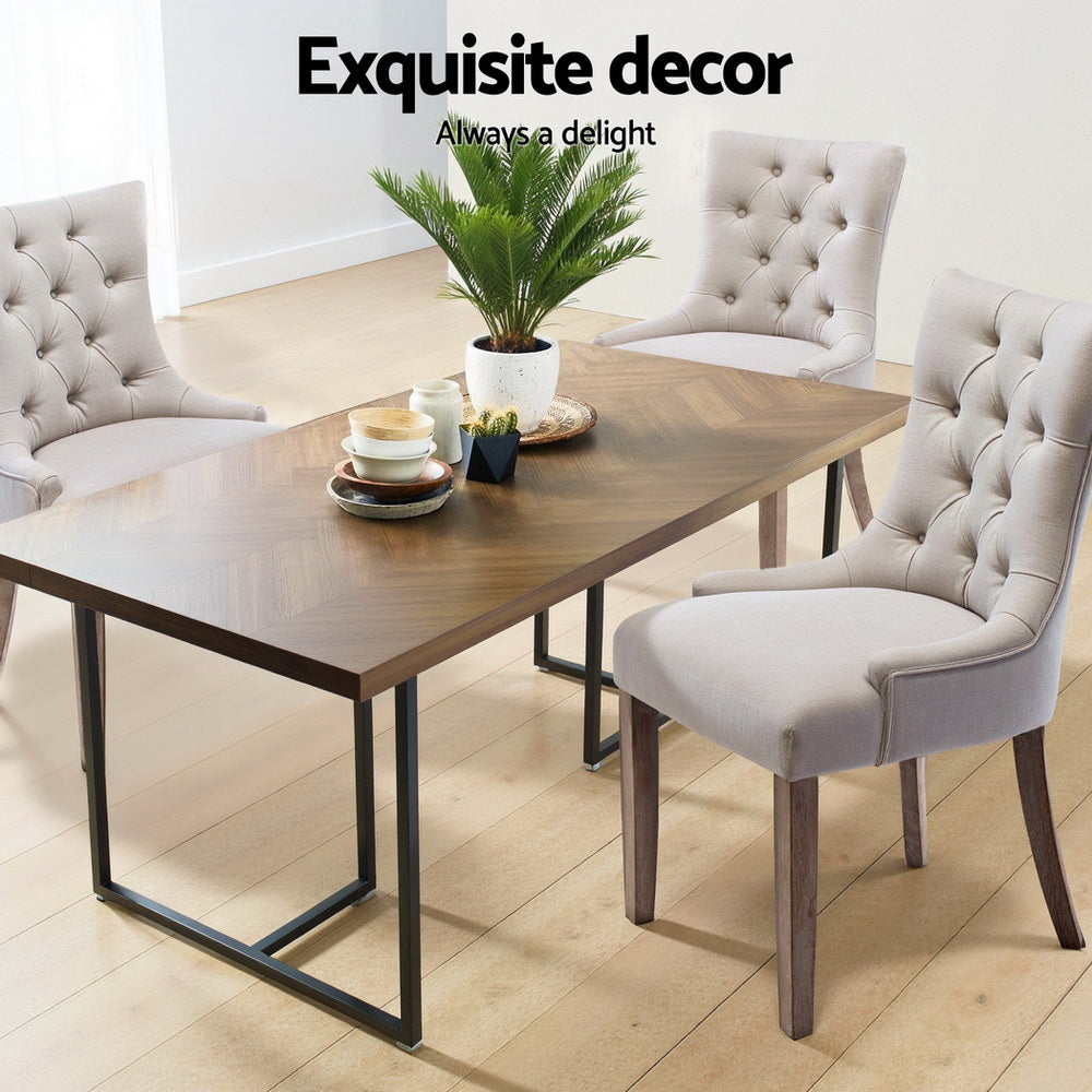 Artiss Dining Chairs Set of 4 Linen French Provincial Beige-Furniture &gt; Dining &gt; Kitchen &amp; Dining Chairs-PEROZ Accessories