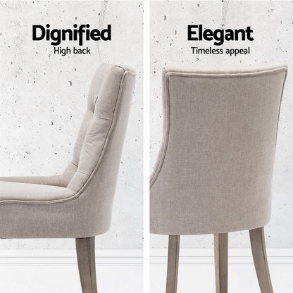 Artiss Dining Chairs Set of 4 Linen French Provincial Beige-Furniture &gt; Dining &gt; Kitchen &amp; Dining Chairs-PEROZ Accessories