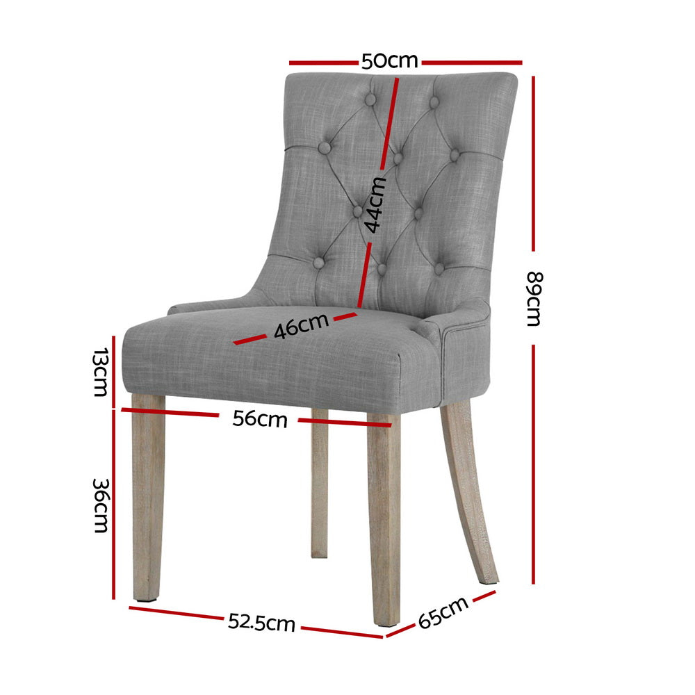 Artiss Dining Chairs Set of 4 Linen French Provincial Grey-Furniture &gt; Dining &gt; Kitchen &amp; Dining Chairs-PEROZ Accessories