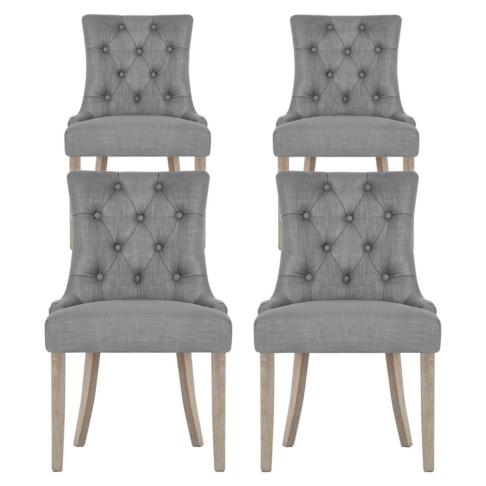 Artiss Dining Chairs Set of 4 Linen French Provincial Grey-Furniture &gt; Dining &gt; Kitchen &amp; Dining Chairs-PEROZ Accessories