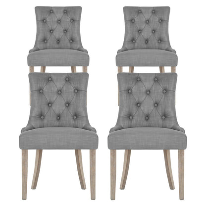Artiss Dining Chairs Set of 4 Linen French Provincial Grey-Furniture &gt; Dining &gt; Kitchen &amp; Dining Chairs-PEROZ Accessories