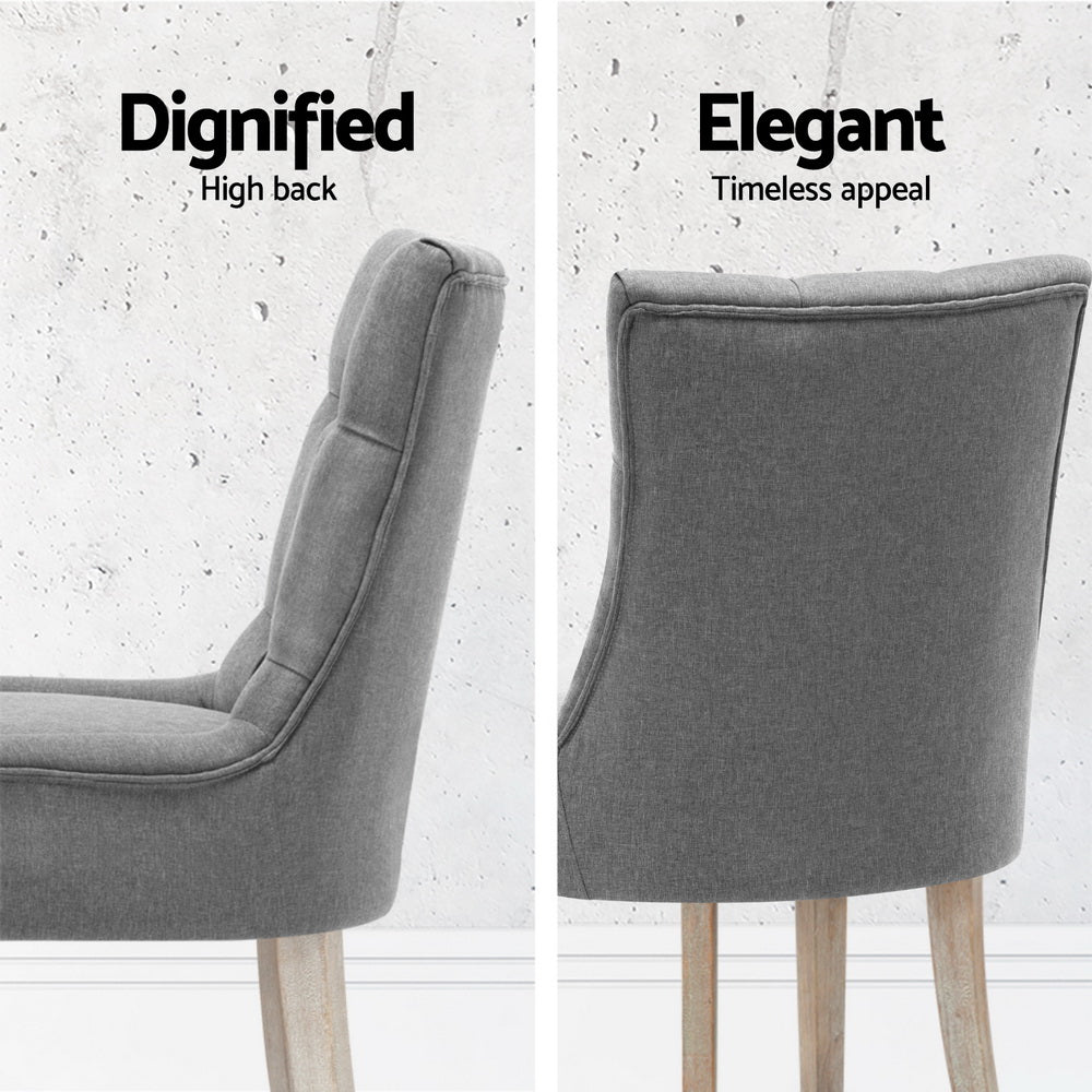 Artiss Dining Chairs Set of 4 Linen French Provincial Grey-Furniture &gt; Dining &gt; Kitchen &amp; Dining Chairs-PEROZ Accessories