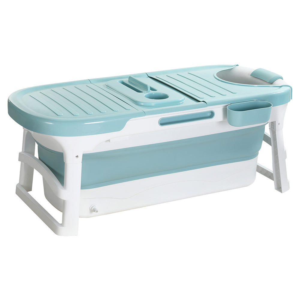 Weisshorn Foldable Bathtub Portable Folding Water Spa with Cover Plate 136x62cm-Furniture &gt; Bathroom &gt; Bathtubs-PEROZ Accessories