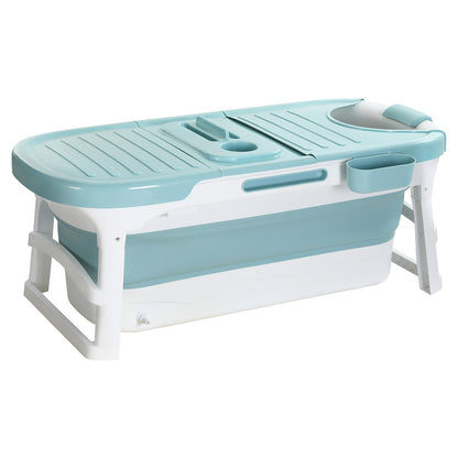 Weisshorn Foldable Bathtub Portable Folding Water Spa with Cover Plate 136x62cm-Furniture &gt; Bathroom &gt; Bathtubs-PEROZ Accessories