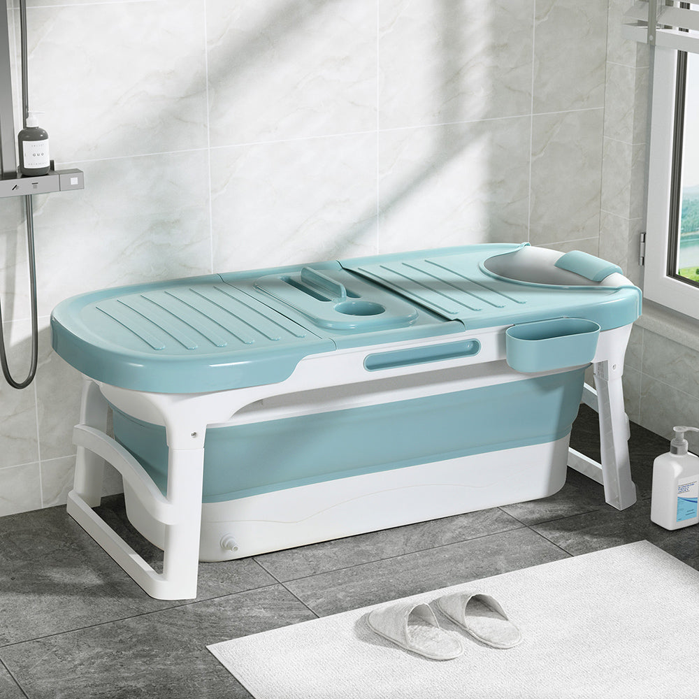 Weisshorn Foldable Bathtub Portable Folding Water Spa with Cover Plate 136x62cm-Furniture &gt; Bathroom &gt; Bathtubs-PEROZ Accessories