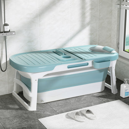 Weisshorn Foldable Bathtub Portable Folding Water Spa with Cover Plate 136x62cm-Furniture &gt; Bathroom &gt; Bathtubs-PEROZ Accessories