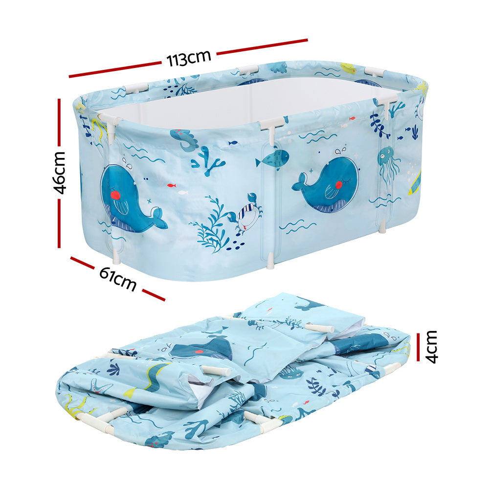 Weisshorn Foldable Bathtub PVC Spa Bucket Inflatable Cushion 113x61cm Blue-Outdoor Recreation &gt; Camping &gt; Portable Toilets &amp; Showers-PEROZ Accessories