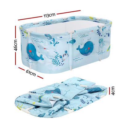 Weisshorn Foldable Bathtub PVC Spa Bucket Inflatable Cushion 113x61cm Blue-Outdoor Recreation &gt; Camping &gt; Portable Toilets &amp; Showers-PEROZ Accessories