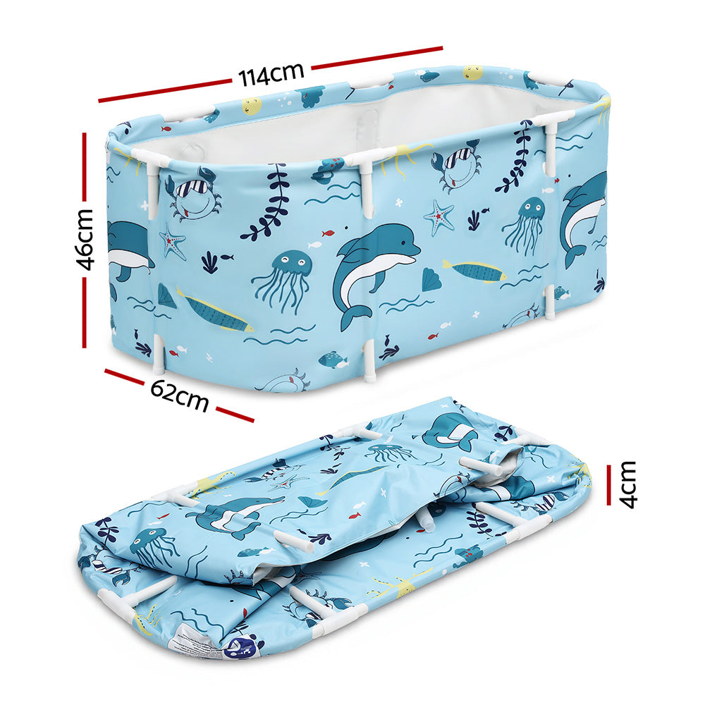 Weisshorn Foldable Bathtub PVC Spa Bucket Inflatable Cushion 114x62cm Blue-Outdoor Recreation &gt; Camping &gt; Portable Toilets &amp; Showers-PEROZ Accessories