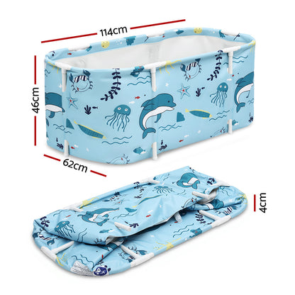 Weisshorn Foldable Bathtub PVC Spa Bucket Inflatable Cushion 114x62cm Blue-Outdoor Recreation &gt; Camping &gt; Portable Toilets &amp; Showers-PEROZ Accessories