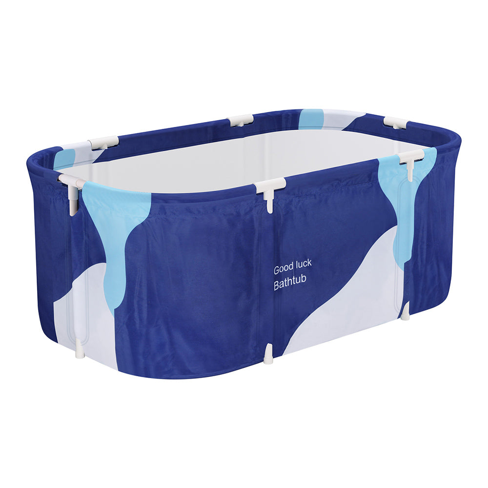 Weisshorn Foldable Bathtub PVC Spa Bucket Inflatable Cushion 114x62cm Navy Blue-Outdoor Recreation &gt; Camping &gt; Portable Toilets &amp; Showers-PEROZ Accessories