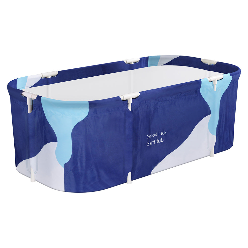 Weisshorn Foldable Bathtub PVC Spa Bucket Inflatable Cushion 134x65cm Navy Blue-Outdoor Recreation &gt; Camping &gt; Portable Toilets &amp; Showers-PEROZ Accessories