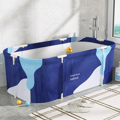 Weisshorn Foldable Bathtub PVC Spa Bucket Inflatable Cushion 134x65cm Navy Blue-Outdoor Recreation &gt; Camping &gt; Portable Toilets &amp; Showers-PEROZ Accessories