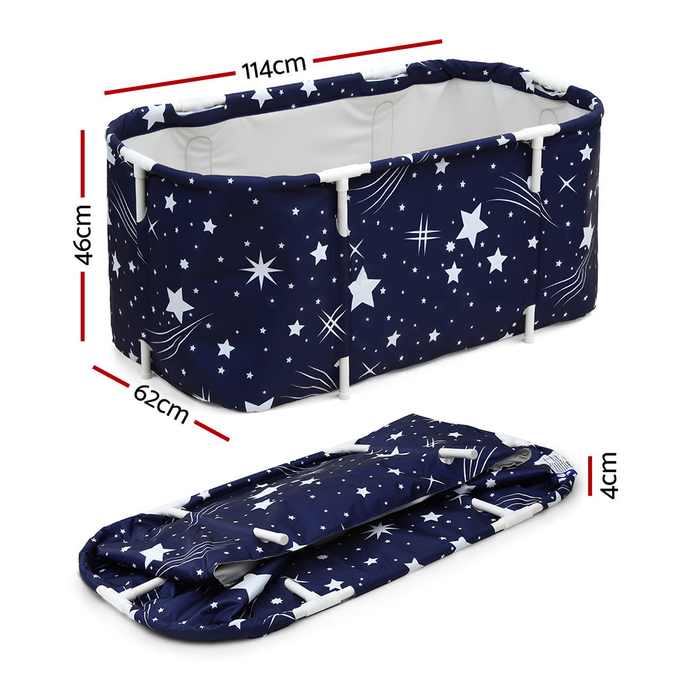 Weisshorn Foldable Bathtub PVC SPA Bucket Inflatable Cushion 114x62cm Star Navy-Furniture > Bathroom > Bathtubs-PEROZ Accessories