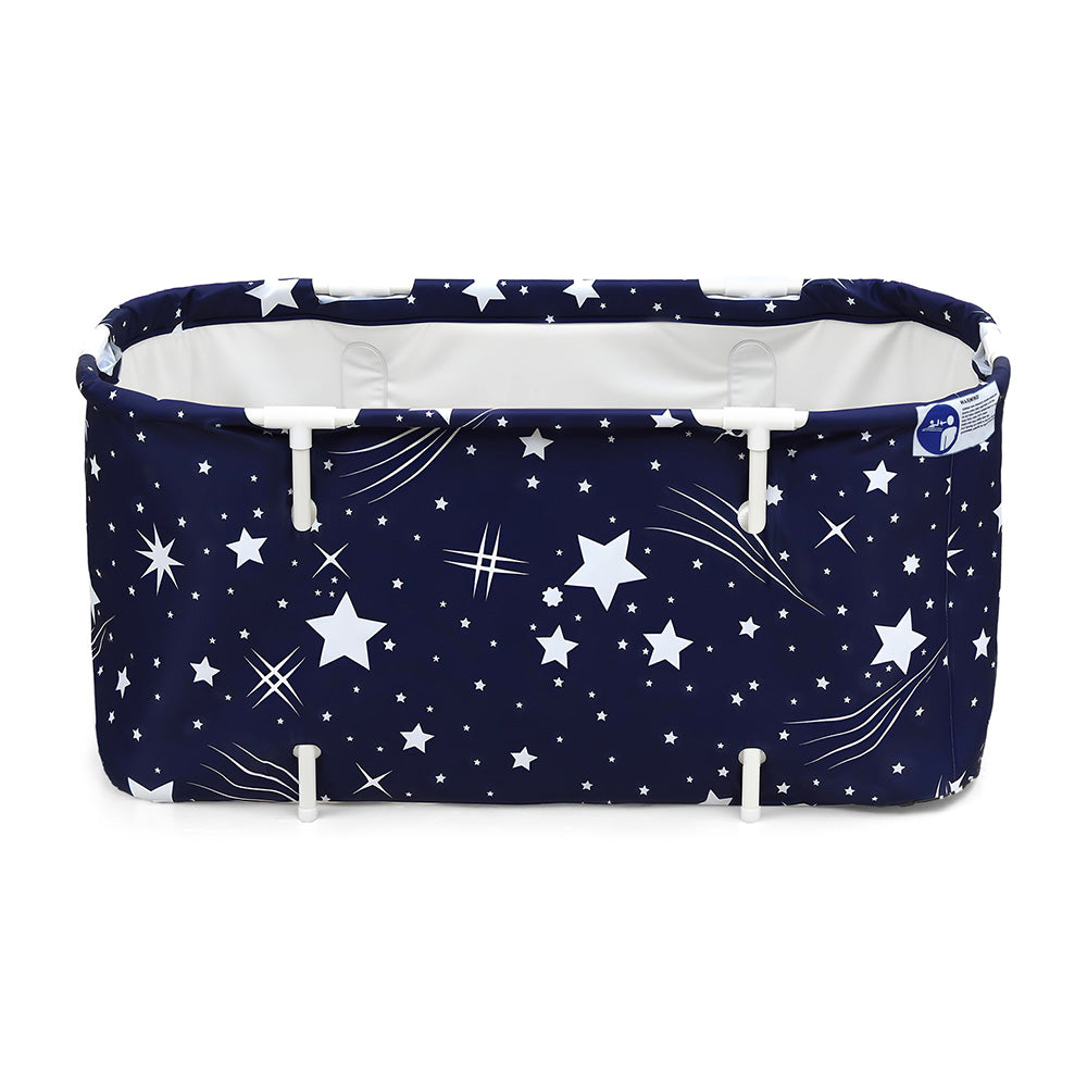 Weisshorn Foldable Bathtub PVC SPA Bucket Inflatable Cushion 114x62cm Star Navy-Furniture > Bathroom > Bathtubs-PEROZ Accessories