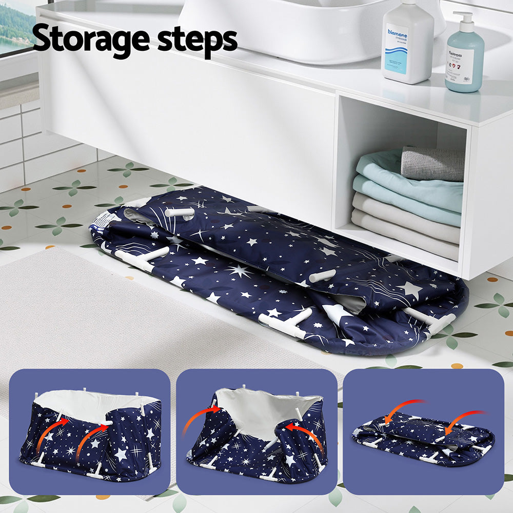 Weisshorn Foldable Bathtub PVC SPA Bucket Inflatable Cushion 114x62cm Star Navy-Furniture > Bathroom > Bathtubs-PEROZ Accessories